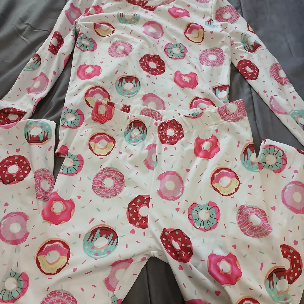 Colorful Donut Print Kids Pajama Set